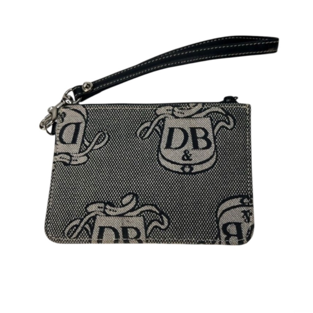 Dooney Bourke MINI KEYCHAIN WRISTLET GRAY CANVAS EUC